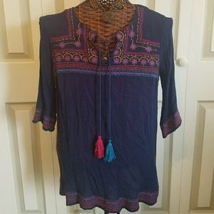 Beautiful Navy Shirt with Bell Sleeves